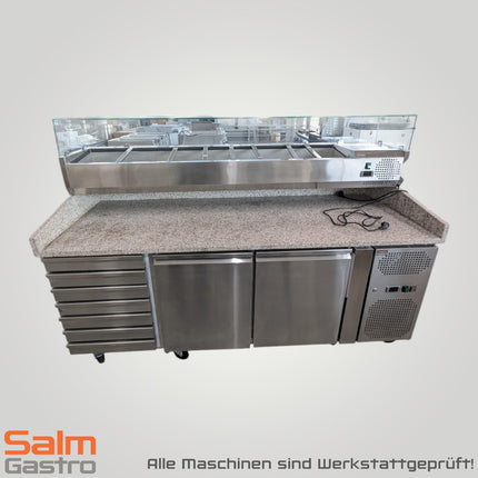 Skyrainbow pizza cooling table with 2 doors granite pink gray with 7 unk. Drawer 230V