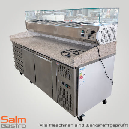 Skyrainbow pizza cooling table with 2 doors granite pink gray with 7 unk. Drawer 230V
