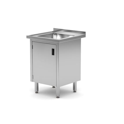 Einzelspültisch mit Schrank - geschweißt, Tiefe 600 mm, HENDI, Profi Line, 600x600x(H)850mm - Salmgastro Onlineshop-813522-Hendi-8711369813522