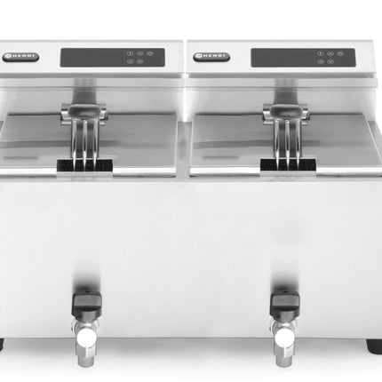 Friteuse Profi Line digital- mit Ablasshahn 2 x 8 l, HENDI, Profi Line, 16L, 230V/7000W, 605x515x(H)345mm - Salmgastro Onlineshop-207376-Hendi-8711369207376