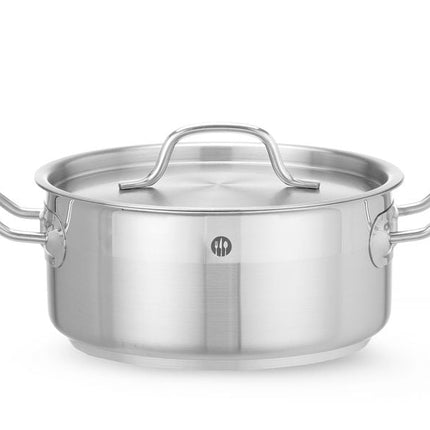 Kochtopf, niedrig - mit Deckel, HENDI, Profi Line, 2,8L, ø200x(H)90mm - Salmgastro Onlineshop-830208-Hendi-8711369830208