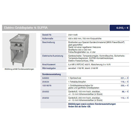 MKN Elektro Griddlepfanne Gr. 3/4 SUPRA OPTIMA 850 Sonderausstattung - Salmgastro Onlineshop-8170833-MKN-