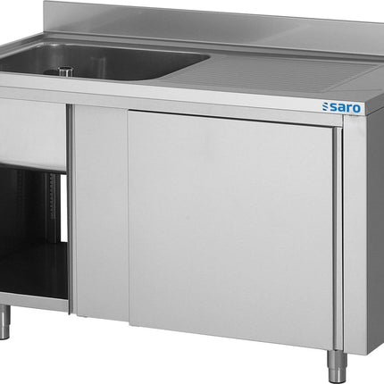 SARO Spülschrank mit Schiebetüren 1400mm, 1 Becken links - Salmgastro Onlineshop-700-2720-Saro-4017337061297