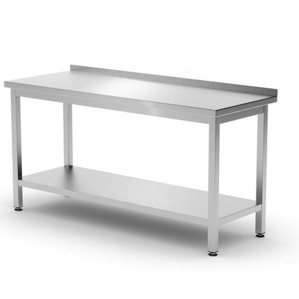 Wandarbeitstisch mit Aufkantung und Ablage - Tiefe 600 mm, HENDI, Kitchen Line, 1600x600x(H)850mm - Salmgastro Onlineshop-811498-Hendi-8711369811498