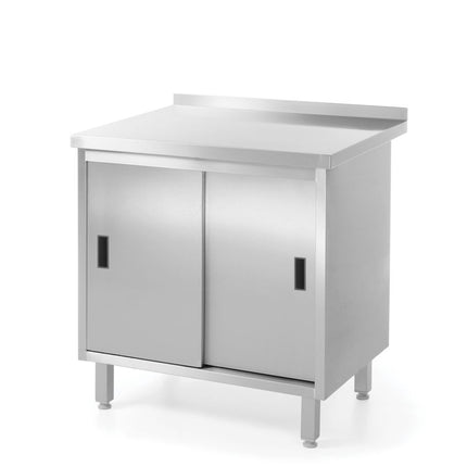 Wandarbeitstische mit Schrank und Schiebetüren – verschweißt , HENDI, Profi Line, 800x600x(H)850mm - Salmgastro Onlineshop-811641-Hendi-8711369811641