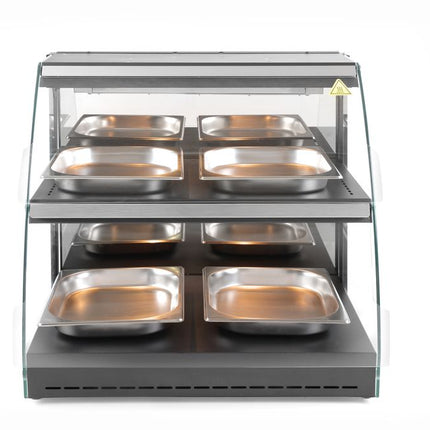 Warmhaltevitrine mit Quarzheizung, 2 Regalböden, HENDI, 230V/560W, 650x467x(H)630mm - Salmgastro Onlineshop-233962-Hendi-8711369233962