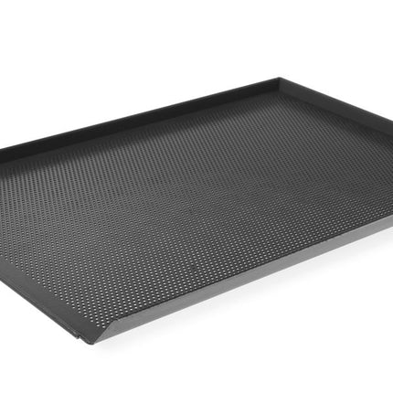 HENDI Blech – perforiert – antihaftbeschichtet – 3 Ränder – 600 × 400 mm – Rechteckig – Produktansicht