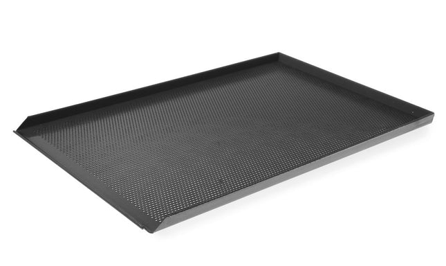 HENDI Blech – perforiert – antihaftbeschichtet – 3 Ränder – 600 × 400 mm – Rechteckig – Produktansicht
