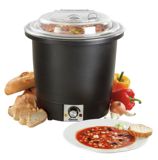 Suppentopf zum Warmhalten und Ausgeben von Suppen mit 10 Liter und 57 °C bis 84 °C für Buffet