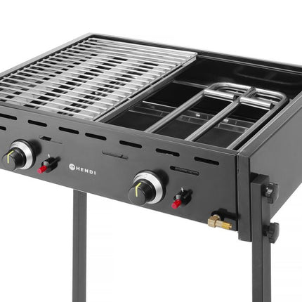 HENDI Gasgrill Roast-Master Pro Schwarz – 11 – 6 kW – 790 × 560 × H 900 mm – Detailansicht