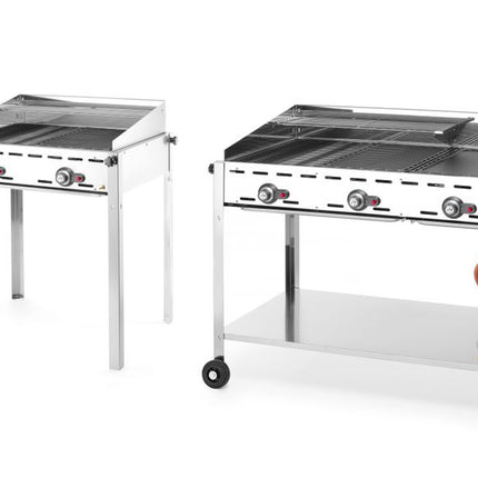 HENDI Grillsystem Green Fire mit 3 Brennern – Profi Line – Ausgestattet mit einem unteren Regal und Rädern – 17.4 kW – 1078 × 612 × 825 mm – weitere Produktansicht