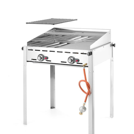 HENDI Grillsystem Green Fire mit 2 Brennern – Profi Line – 2 Edelstahl Grillroste GN 1 / 1 – 11.6 kW – 740 × 612 × 825 mm – weitere Produktansicht