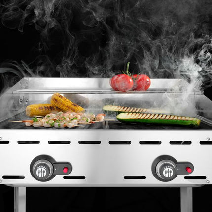 HENDI Grillsystem Green Fire mit 2 Brennern – Profi Line – 2 Edelstahl Grillroste GN 1 / 1 – 11.6 kW – 740 × 612 × 825 mm – weitere Produktansicht