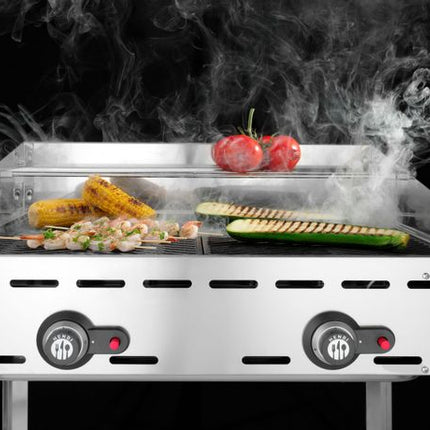 HENDI Grillsystem Green Fire mit 2 Brennern – Profi Line – 2 Edelstahl Grillroste GN 1 / 1 – 11.6 kW – 740 × 612 × 825 mm – weitere Produktansicht