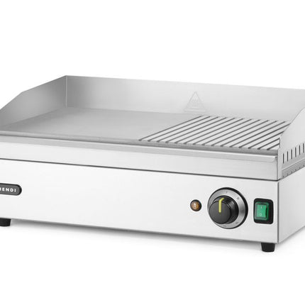 HENDI Grillplatte halb gerillt – Kitchen Line – 230 V / 2400 W – 527 × 404 × H 233 mm – Detailansicht