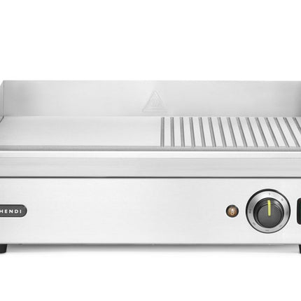 HENDI Grillplatte halb gerillt – Kitchen Line – 230 V / 2400 W – 527 × 404 × H 233 mm – Produktansicht