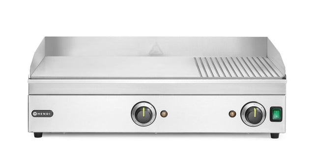 HENDI Grillplatte 1 / 3 gerillt – Kitchen Line – 230 V / 3500 W – 697 × 474 × H 241 mm – Produktansicht