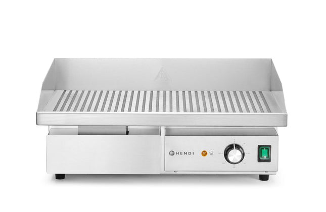 HENDI Gerillte Grillplatte – Budget Line – 230 V / 3000 W – 550 × 430 × H 240 mm – Produktansicht