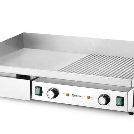 HENDI Grill –  halb glatt –  halb gerippt – Budget Line – 400 V / 4400 W – 720 × 460 × H 241 mm – Weitere Produktansicht