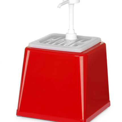 HENDI Pump-Saucenspender – 2.5 l – Rot – 230 × 210 × 327 mm – weitere Produktansicht