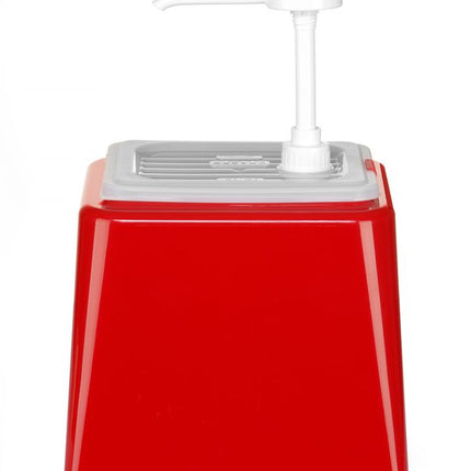 HENDI Pump-Saucenspender – 2.5 l – Rot – 230 × 210 × 327 mm – weitere Produktansicht