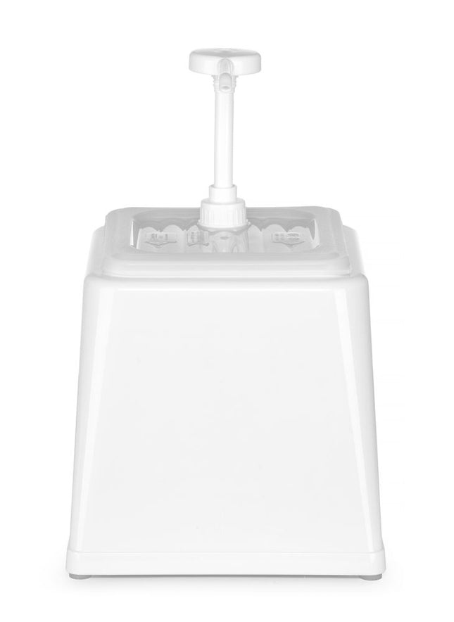 HENDI Pump-Saucenspender – 2.5 l – Weiß – 230 × 210 × 327 mm – Produktansicht