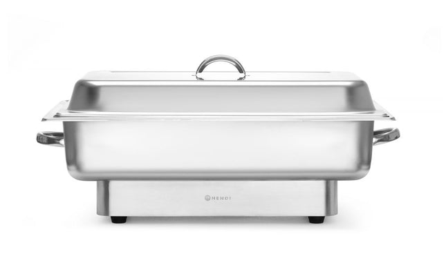 HENDI Chafing dish elektrisch Pollina – Profi Line – 9 l – Silber – 230 V / 900 W – 587 × 440 × 273 mm – Produktansicht