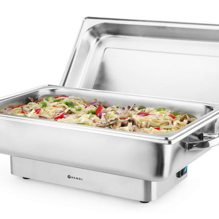HENDI Chafing dish elektrisch Pollina – Profi Line – 9 l – Silber – 230 V / 900 W – 587 × 440 × 273 mm – weitere Produktansicht