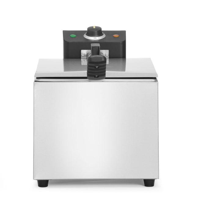 HENDI Fritteuse – Budget Line – GN 1/2 – 8 l – 230 V / 3500 W – Silber – 267 × 407 × H 308 mm  – Produktansicht