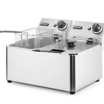 HENDI Fritteuse – 2 × 4 l – Kitchen Line – 8 l – 230 V / 6000 W – 470 × 380 × 315 mm – weitere Produktansicht