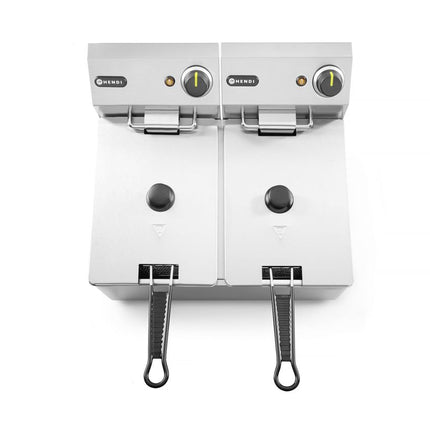 HENDI Fritteuse – 2 × 4 l – Kitchen Line – 8 l – 230 V / 6000 W – 470 × 380 × 315 mm – weitere Produktansicht