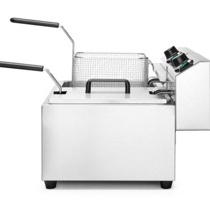 HENDI Fritteuse Profi Line – 2×8 l – Profi Line – 16 l – 230 V / 7000 W – 605 × 460 × 369 mm – weitere Produktansicht