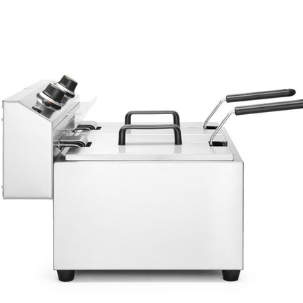 HENDI Fritteuse Profi Line – 2×8 l – Profi Line – 16 l – 230 V / 7000 W – 605 × 460 × 369 mm – weitere Produktansicht