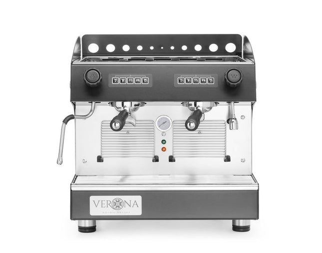 Verona Kaffeemaschine Julia Compact –  2-gruppig –  automatisch – 230 V / 2700 W – Schwarz – 475 × 563 × H 530 mm – Produktansicht