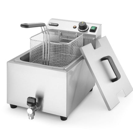 HENDI Fritteuse Profi Line mit Ablasshahn – 8 l – Profi Line – 8 l – Hellgrau – 230 V / 3500 W – 305 × 515 × 354 mm – weitere Produktansicht