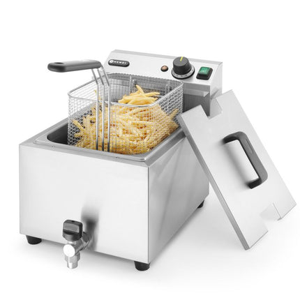 HENDI Fritteuse Profi Line mit Ablasshahn – 8 l – Profi Line – 8 l – Hellgrau – 230 V / 3500 W – 305 × 515 × 354 mm – weitere Produktansicht