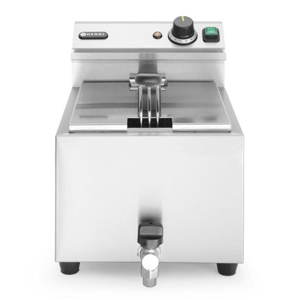 HENDI Fritteuse Profi Line mit Ablasshahn – 8 l – Profi Line – 8 l – Hellgrau – 230 V / 3500 W – 305 × 515 × 354 mm – Produktansicht
