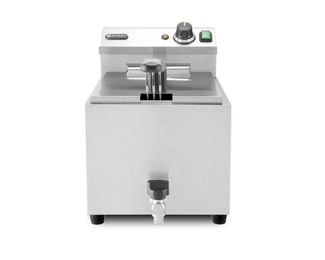 HENDI Fritteuse XL mit Ablasshahn – Profi Line – 10 l – 400 V / 6600 W – 300 × 585 × 377 mm – Produktansicht