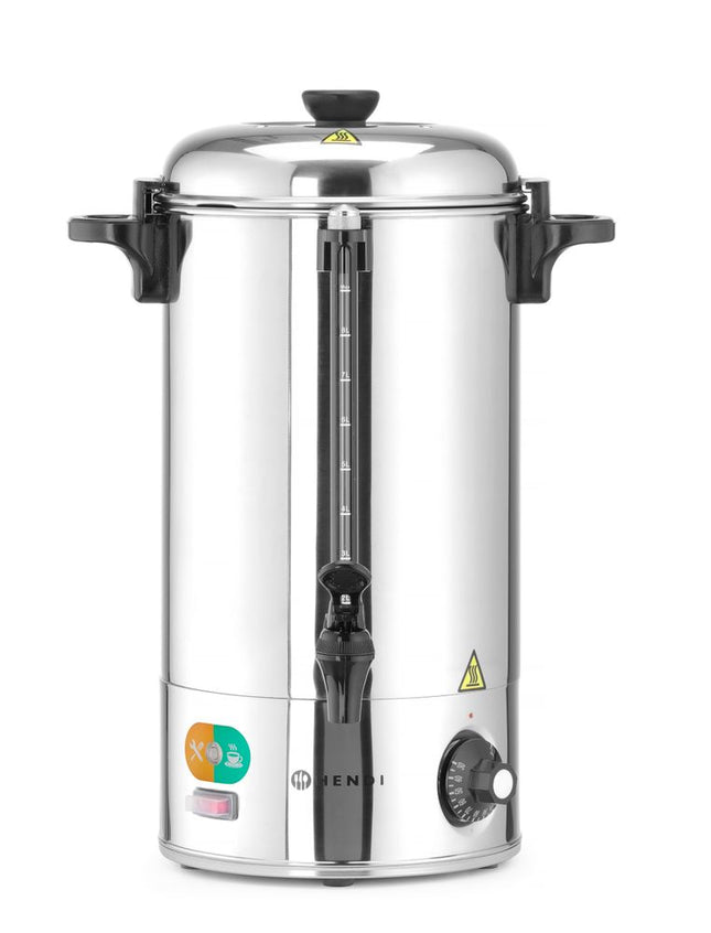 HENDI Heißgetränkespender – 9 l – Silber – 230 V / 2200 W – 340 × 227 × 468 mm – Produktansicht