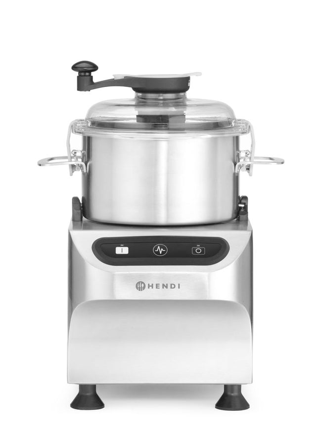 HENDI Kuttermaschine –  elektrisch – Profi Line – 5 kg – 230 V / 800 W – Silber – 377 × 350 × H 520 mm  – Produktansicht