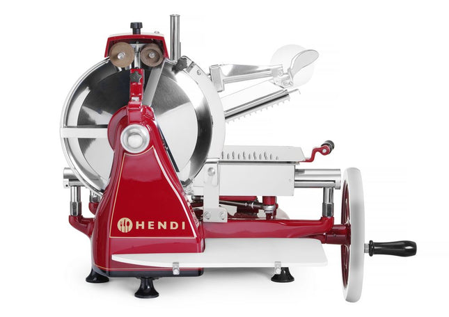 HENDI Aufschnittmaschine –  manuell RETRO 300 – Rot – 720 × 600 × H 740 mm – Produktansicht
