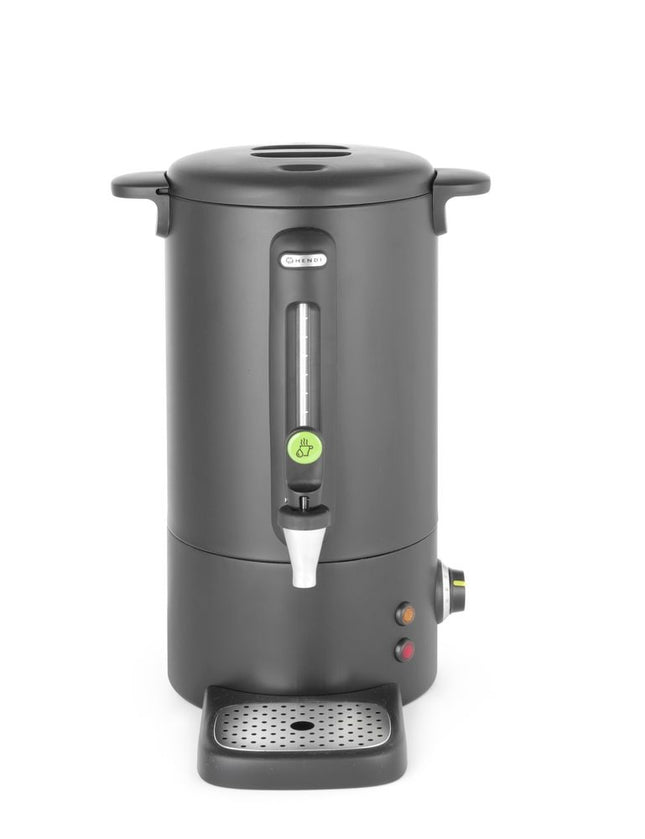 HENDI Heißgetränkespender UNIQ – designed by Robert Bronwasser – 9 l – Schwarz – 230 V / 950 W – 307 × 330 × 450 mm – Produktansicht