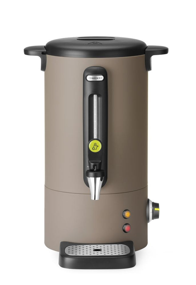 HENDI Heißgetränkespender UNIQ – designed by Robert Bronwasser – 9 l – Taupe – 230 V / 950 W – 307 × 330 × 450 mm – Produktansicht