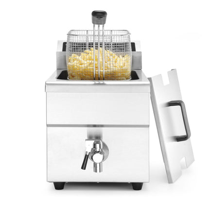 HENDI Induktionsfritteuse mit Ablasshahn - 8 l – 8 l – Hellgrau – 230 V / 3500 W – 288 × 619 × 408 mm – weitere Produktansicht