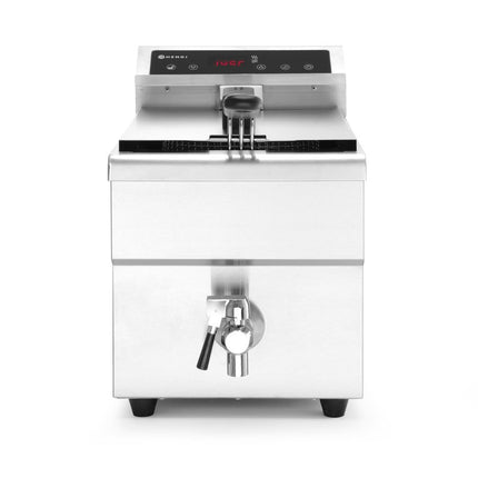 HENDI Induktionsfritteuse mit Ablasshahn - 8 l – 8 l – Hellgrau – 230 V / 3500 W – 288 × 619 × 408 mm – Produktansicht