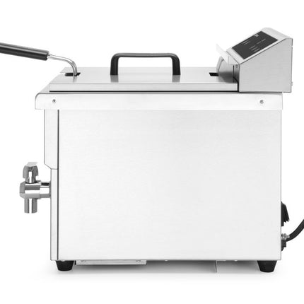 HENDI Induktionsfritteuse mit Ablasshahn - 8 l – 8 l – Hellgrau – 230 V / 3500 W – 288 × 619 × 408 mm – weitere Produktansicht