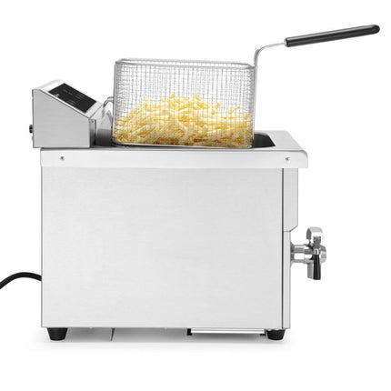 HENDI Induktionsfritteuse mit Ablasshahn - 8 l – 8 l – Hellgrau – 230 V / 3500 W – 288 × 619 × 408 mm – weitere Produktansicht