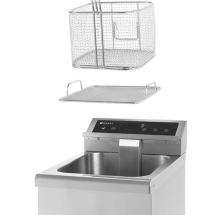 HENDI Induktionsfritteuse mit Ablasshahn - 8 l – 8 l – Hellgrau – 230 V / 3500 W – 288 × 619 × 408 mm – weitere Produktansicht