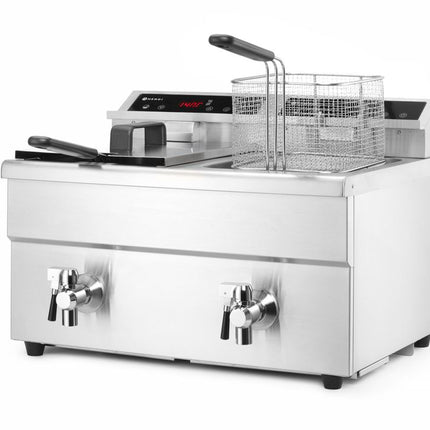 HENDI Induktionsfritteuse - mit Ablasshahn 2 × 8 l – Profi Line – 16 l – 230 V / 7000 W – 577 × 609 × 410 mm – weitere Produktansicht