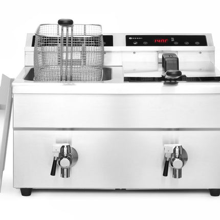 HENDI Induktionsfritteuse - mit Ablasshahn 2 × 8 l – Profi Line – 16 l – 230 V / 7000 W – 577 × 609 × 410 mm – weitere Produktansicht